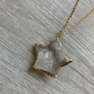 Faux Quartz Gold Edge Star Choker